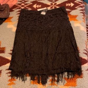 NWT Wrangler black lace fringe skirt